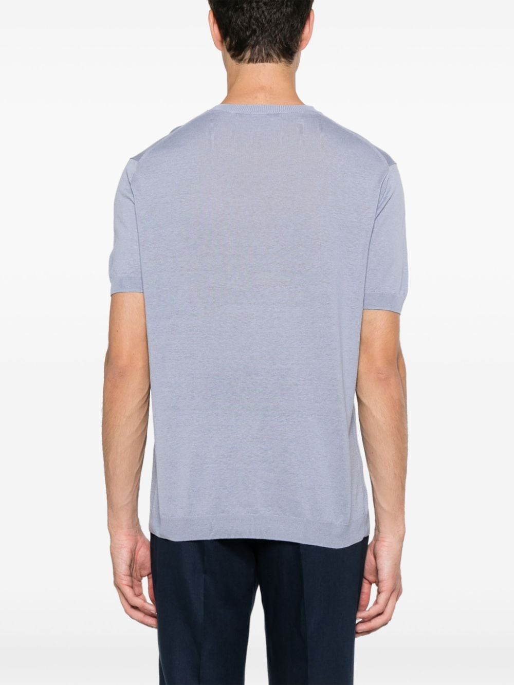 Shop Low Brand Short-sleeve Knitted T-shirt In Blue