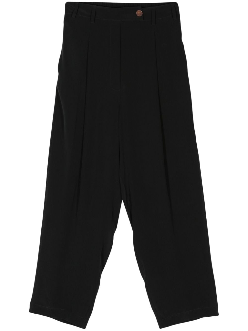 Alysi High-waist Tapered Silk Trousers In Black