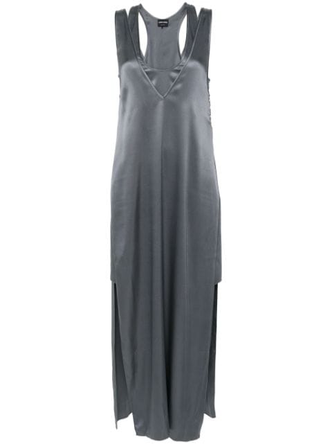 Giorgio Armani vestido largo de seda con capas