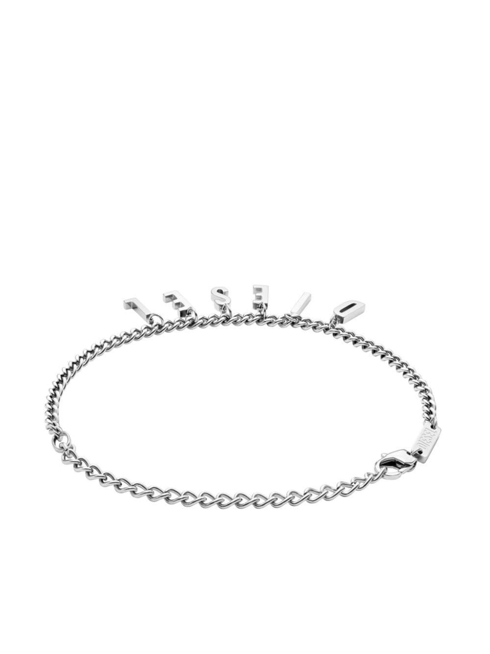 Shop Diesel Logo-charm Bracelet In Silver