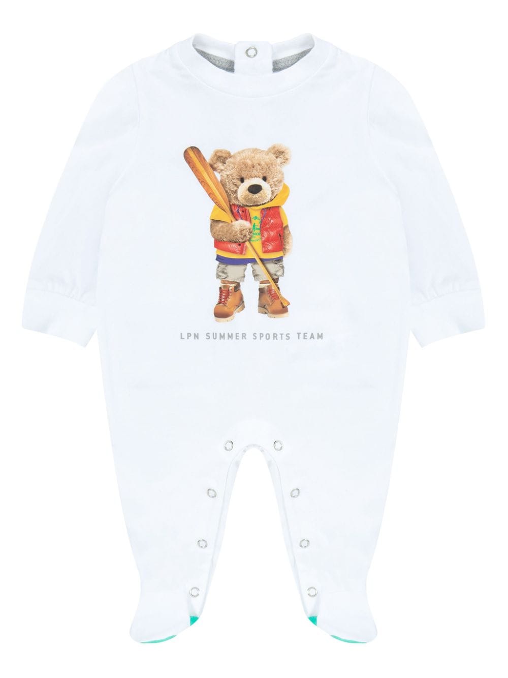 Lapin House Babies' Bear-print Stretch-cotton Body In White