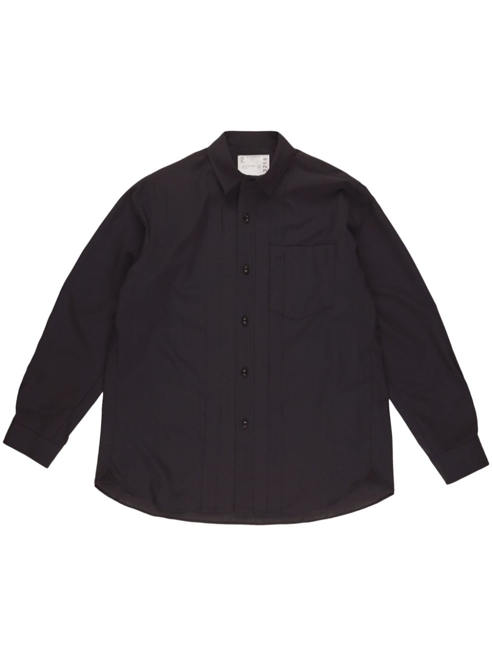 Sacai Pleat-detail Button-up Shirt In Black