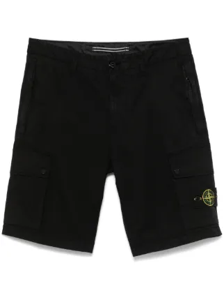 STONE  ブラックカーゴショーツ Stone Island スーピマコットン カーゴショーツ | ブラック