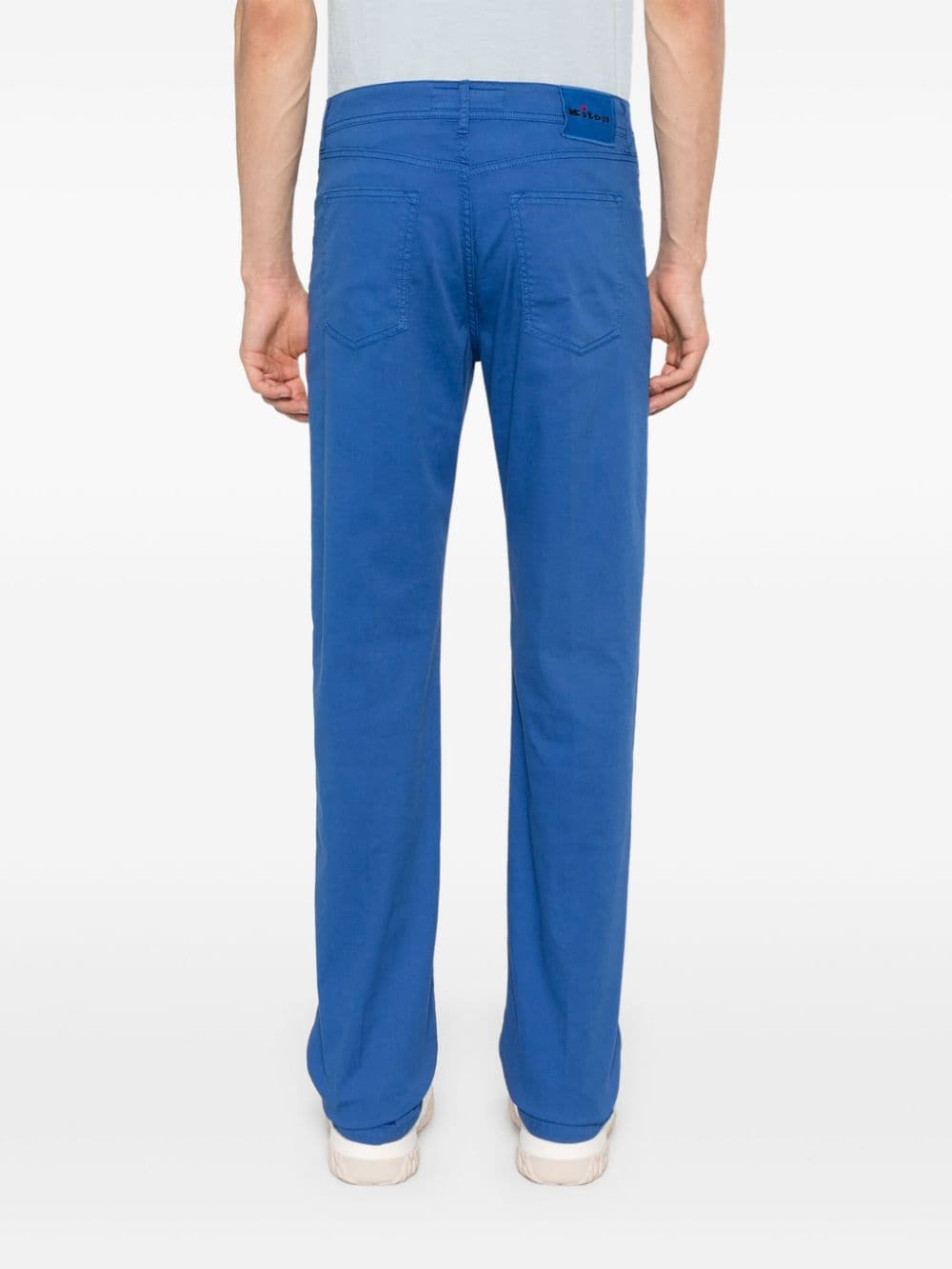 Shop Kiton Pressed-crease Straight Trousers In Blue