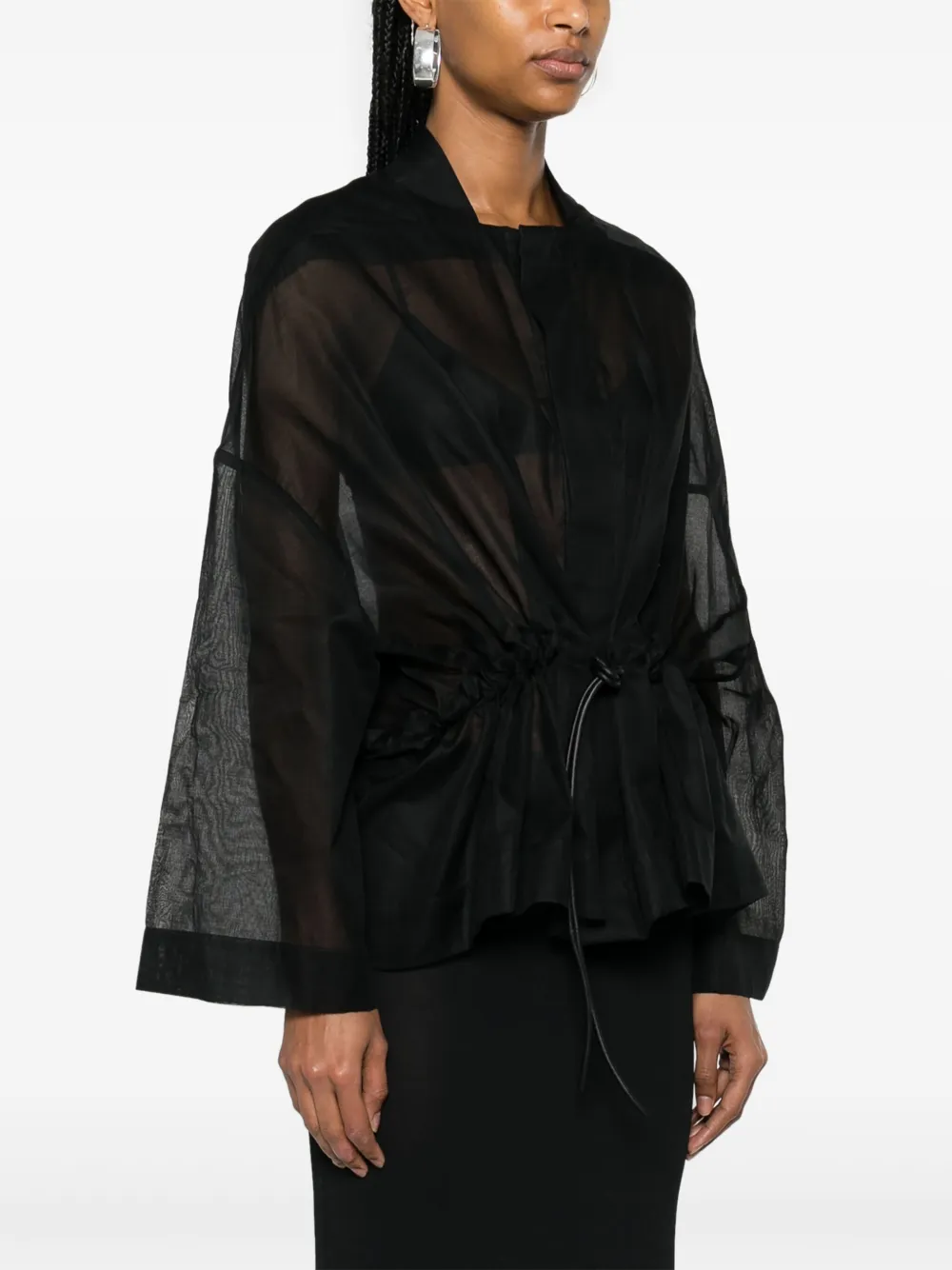 Shop Rick Owens Sail Semi-sheer Jacket In Black