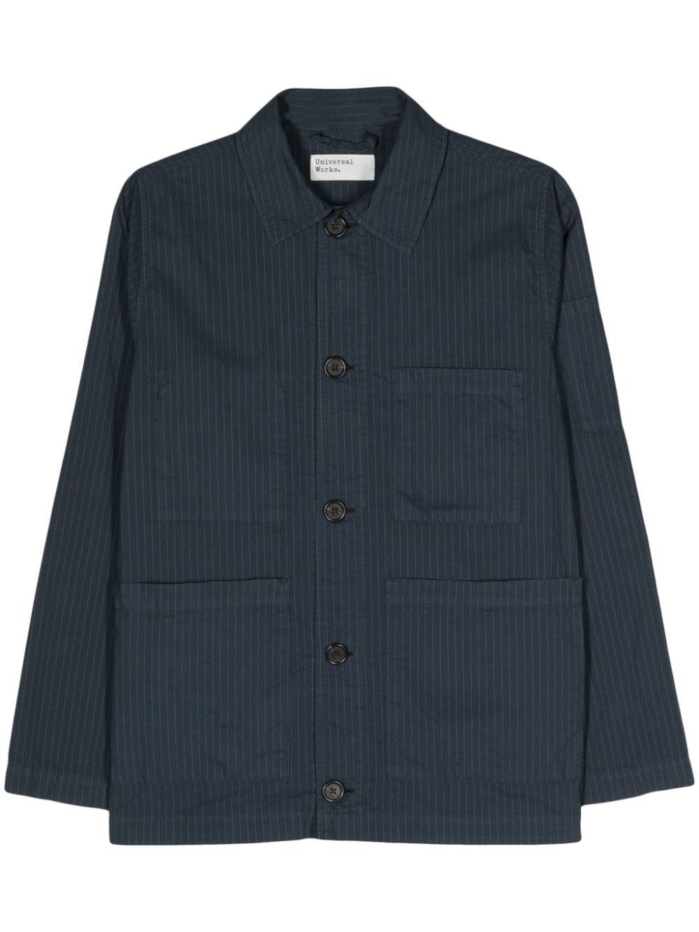 Universal Works Nearly Pinstriped Shirt Jacket In Blue