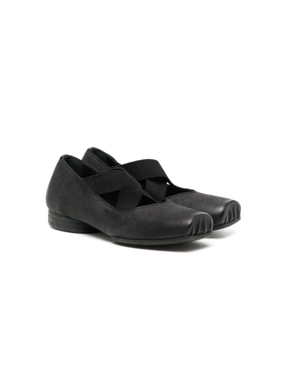 Uma Wang Square-toe Leather Ballet Pumps In Black