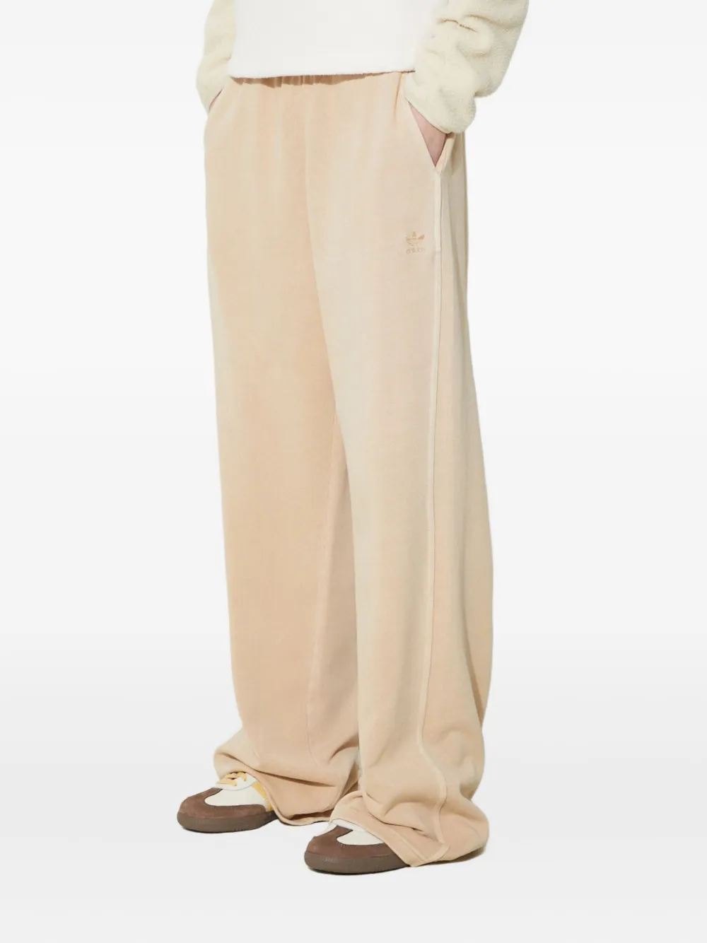 Adidas Originals Logo-embroidered Track Pants In Neutral