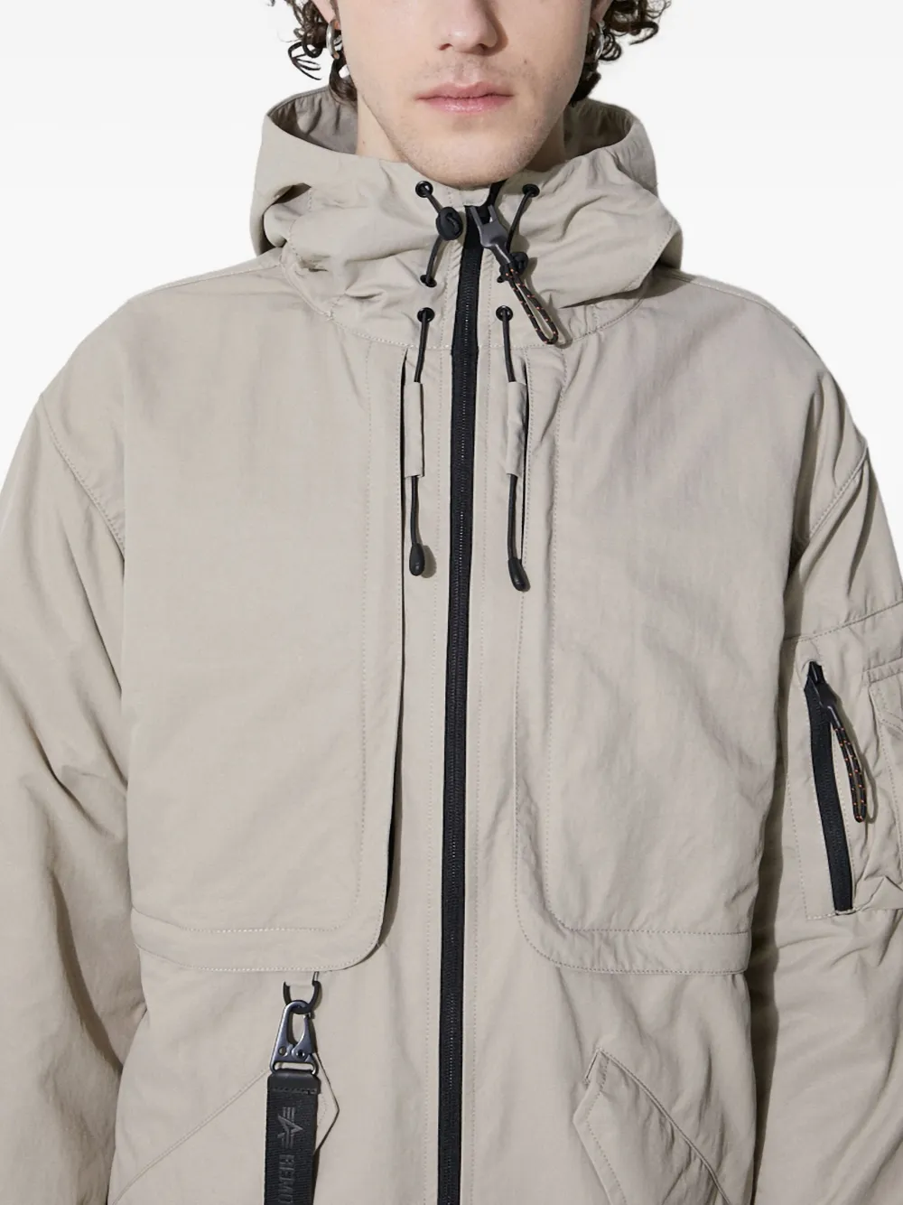 Alpha Industries Utility Fishtail Uv Hooded Jacket In Gray