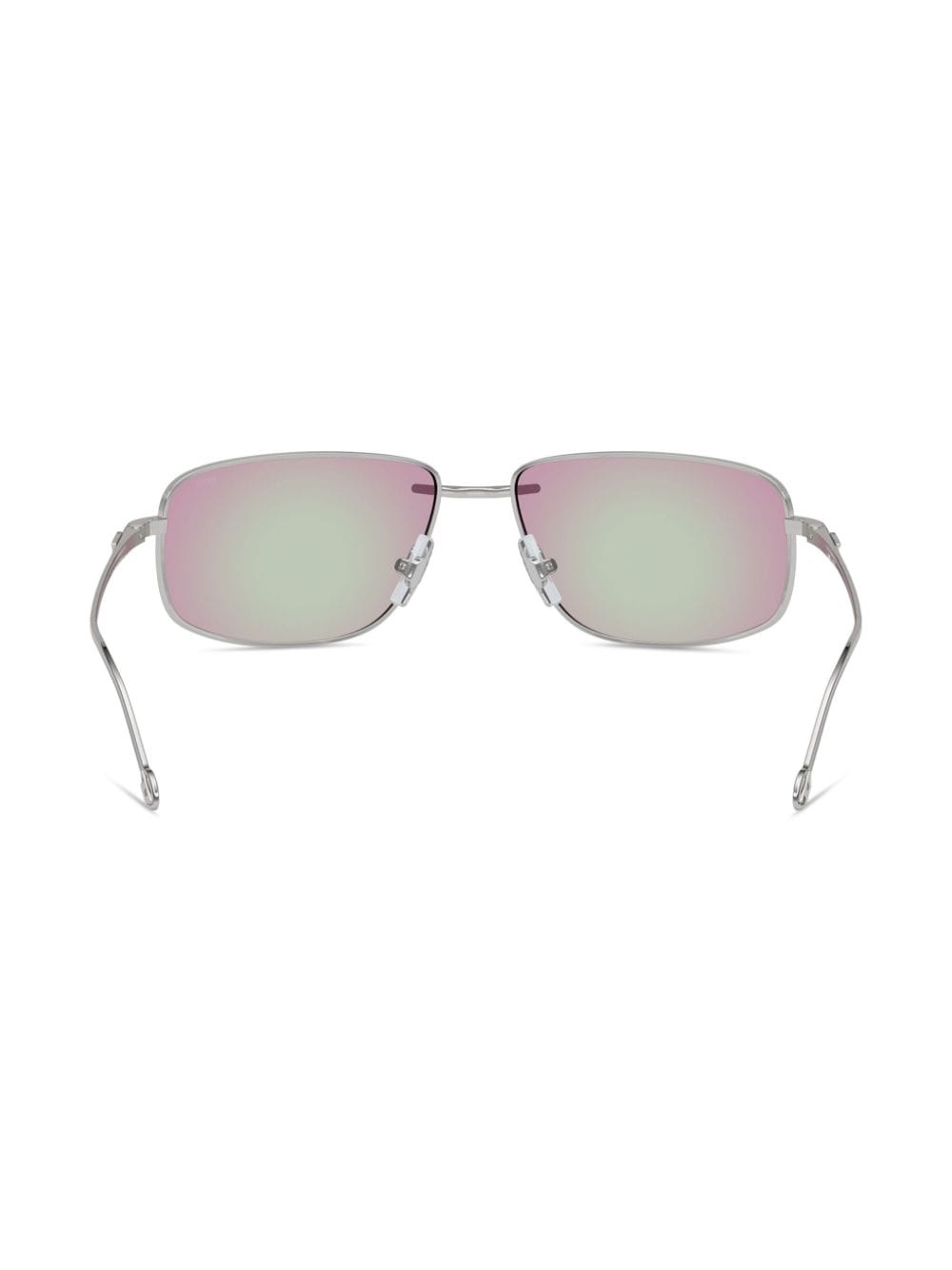 Shop Diesel Logo-plaque Rectangle-frame Sunglasses In Silver