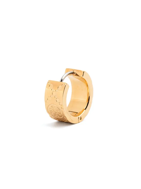 はんちゃん　トリーバーチ　フープピアス　ホワイト　Tモノグラム　ゴールド Tory Burch T モノグラム フープピアス | ゴールドトーン | FARFETCH JP