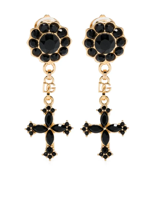 【送料&関税込】Dolce & Gabbana Cross Pendant Earrings Dolce & Gabbana rhinestone-embellished Cross Pendant