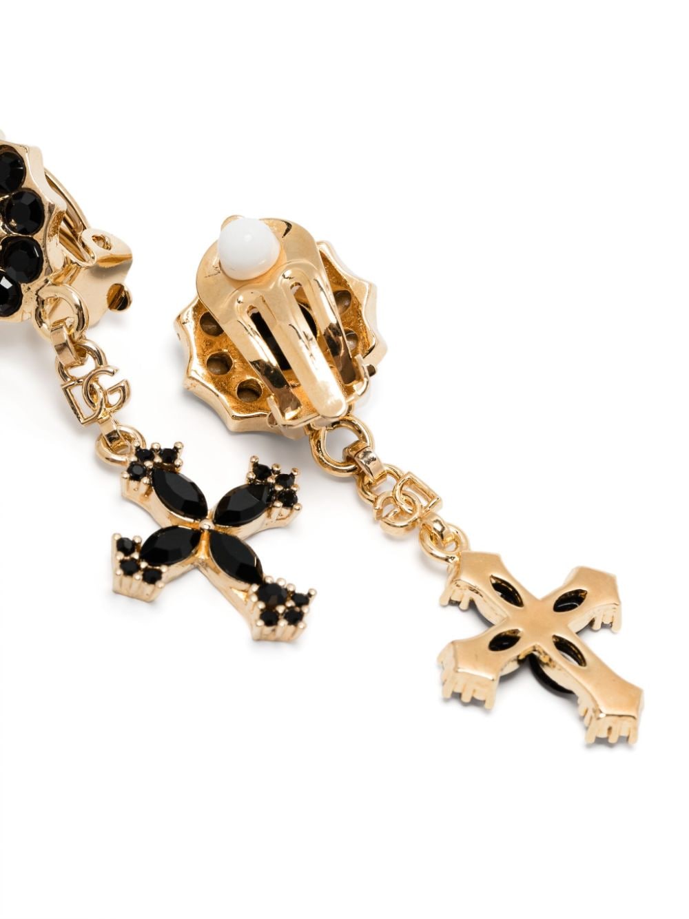 Shop Dolce & Gabbana Cross-charm Drop Earrings In Gold