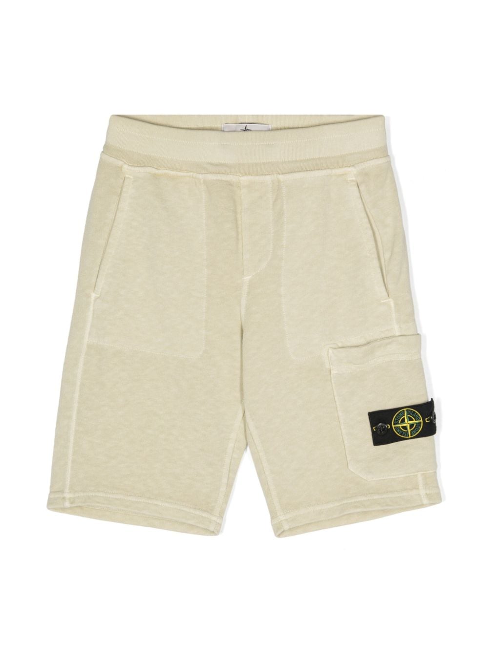 Stone Island Junior Katoenen shorts met Compass-logo applicatie Beige