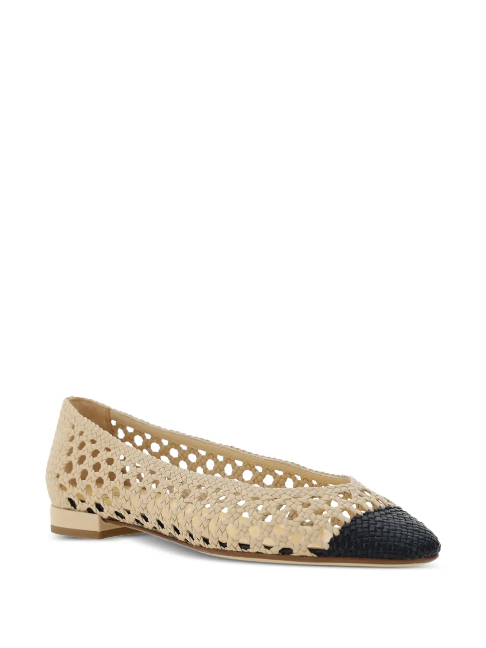 Francesco Russo open-weave leather ballerina flats Neutrals