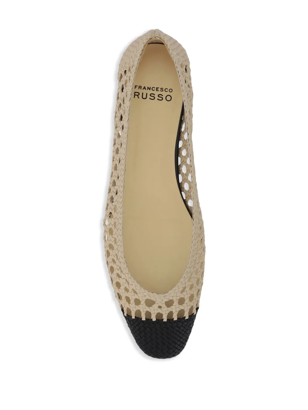 Francesco Russo open-weave leather ballerina flats Neutrals
