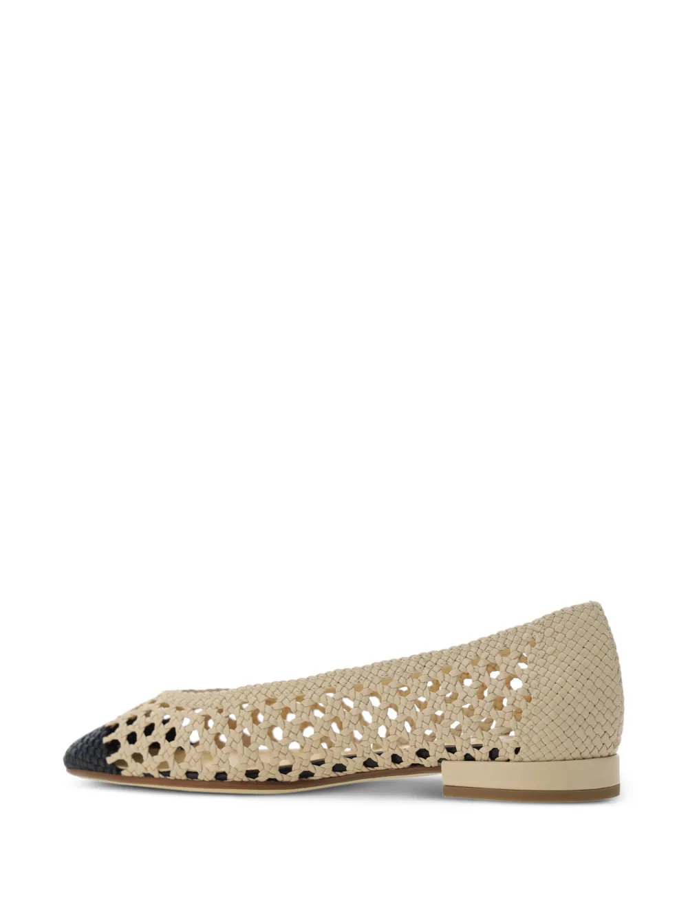 Francesco Russo open-weave leather ballerina flats Neutrals
