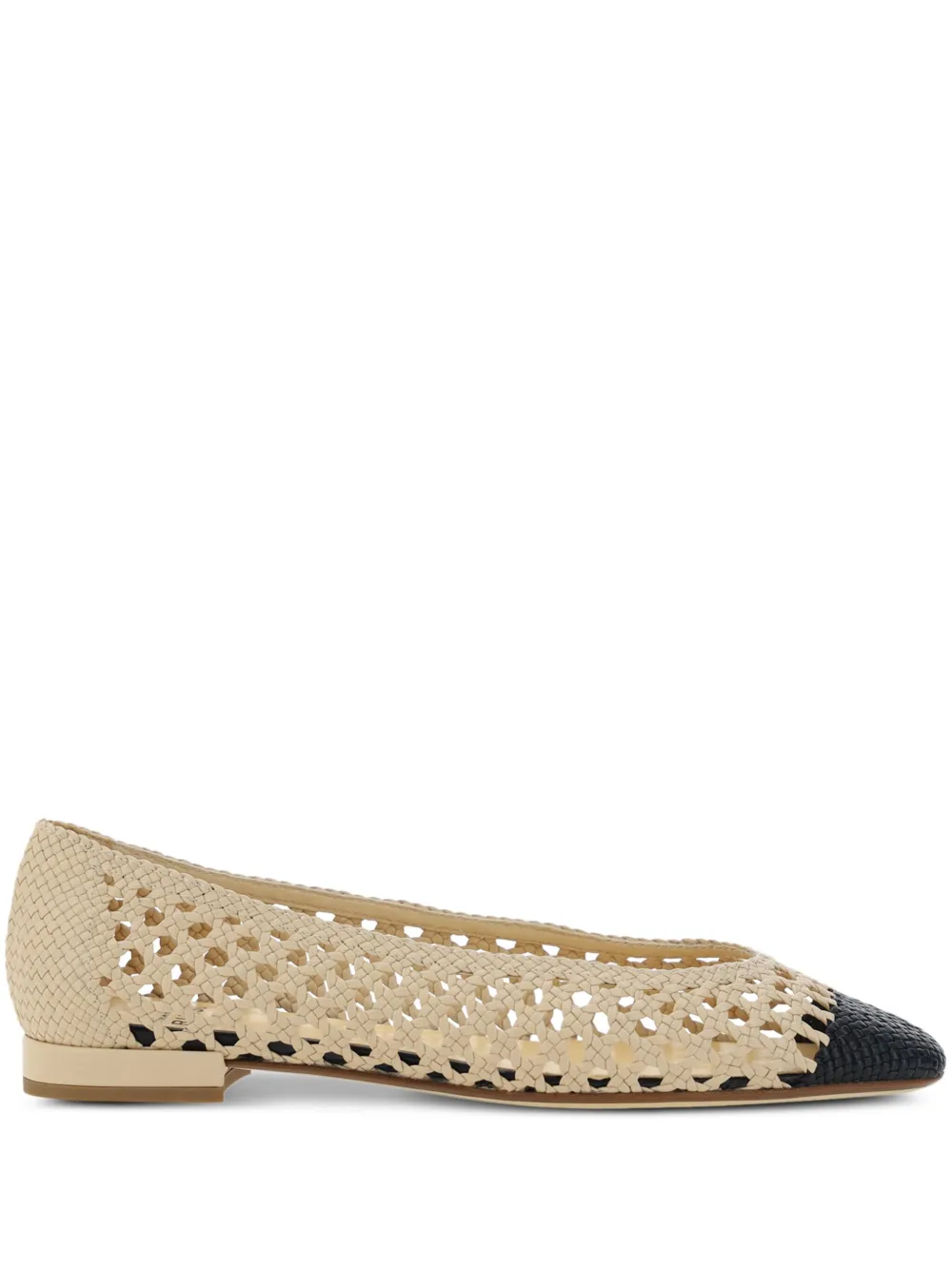 Francesco Russo open-weave leather ballerina flats Neutrals