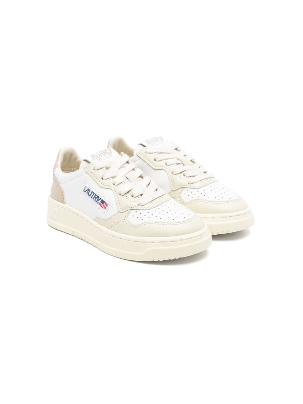 Autry Kids' Medalist Panelled Leather Sneakers In White