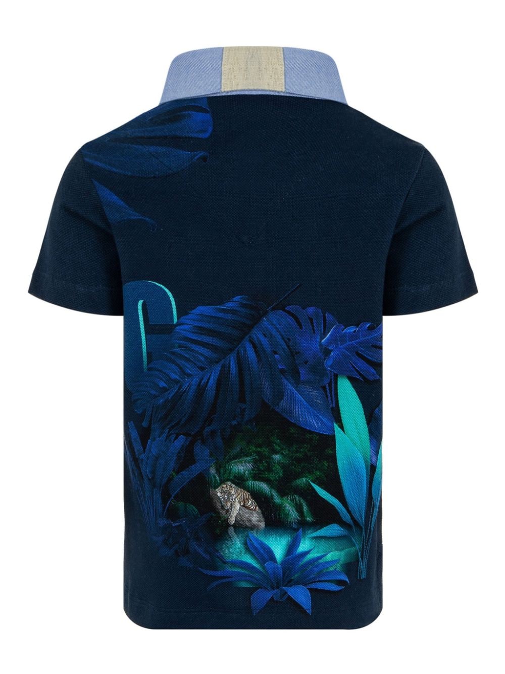 Lapin House graphic-print cotton polo shirt - Blauw
