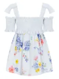 Lapin House floral-print smock dress - White