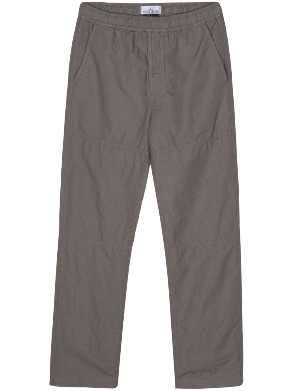 Stone Island Compass-appliqué Straight-leg Trousers In Grey