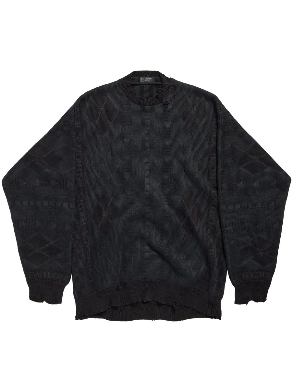 Balenciaga Patterned-jacquard Cotton Sweatshirt In Black