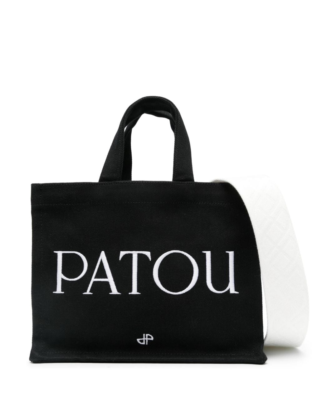Patou Logo-embroidered Canvas Tote Bag In Black
