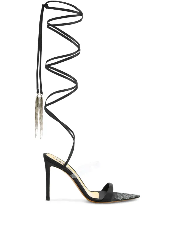 23064077_58465377_600.jpg Alexandre Vauthier Black Crystal-Strap Lace-Up Sandals main image 0