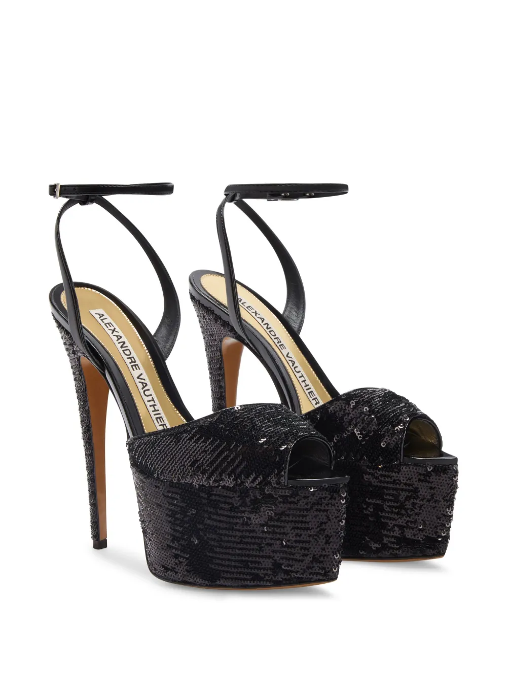 Alexandre Vauthier 116mm sequin-embellished sandal Black