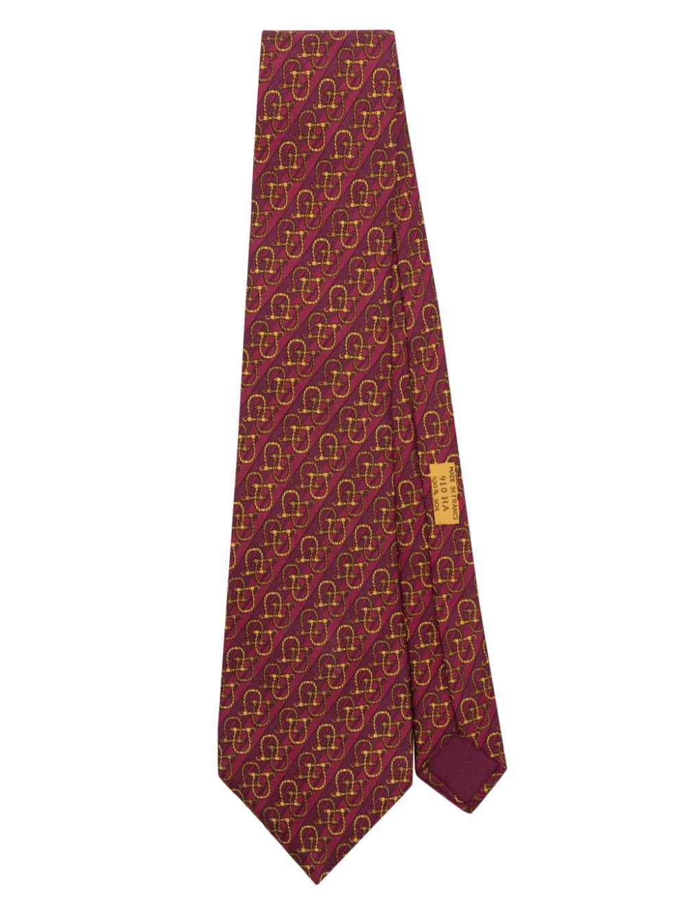 Pre-owned Hermes 2000s Graphic-print Silk Tie In Red