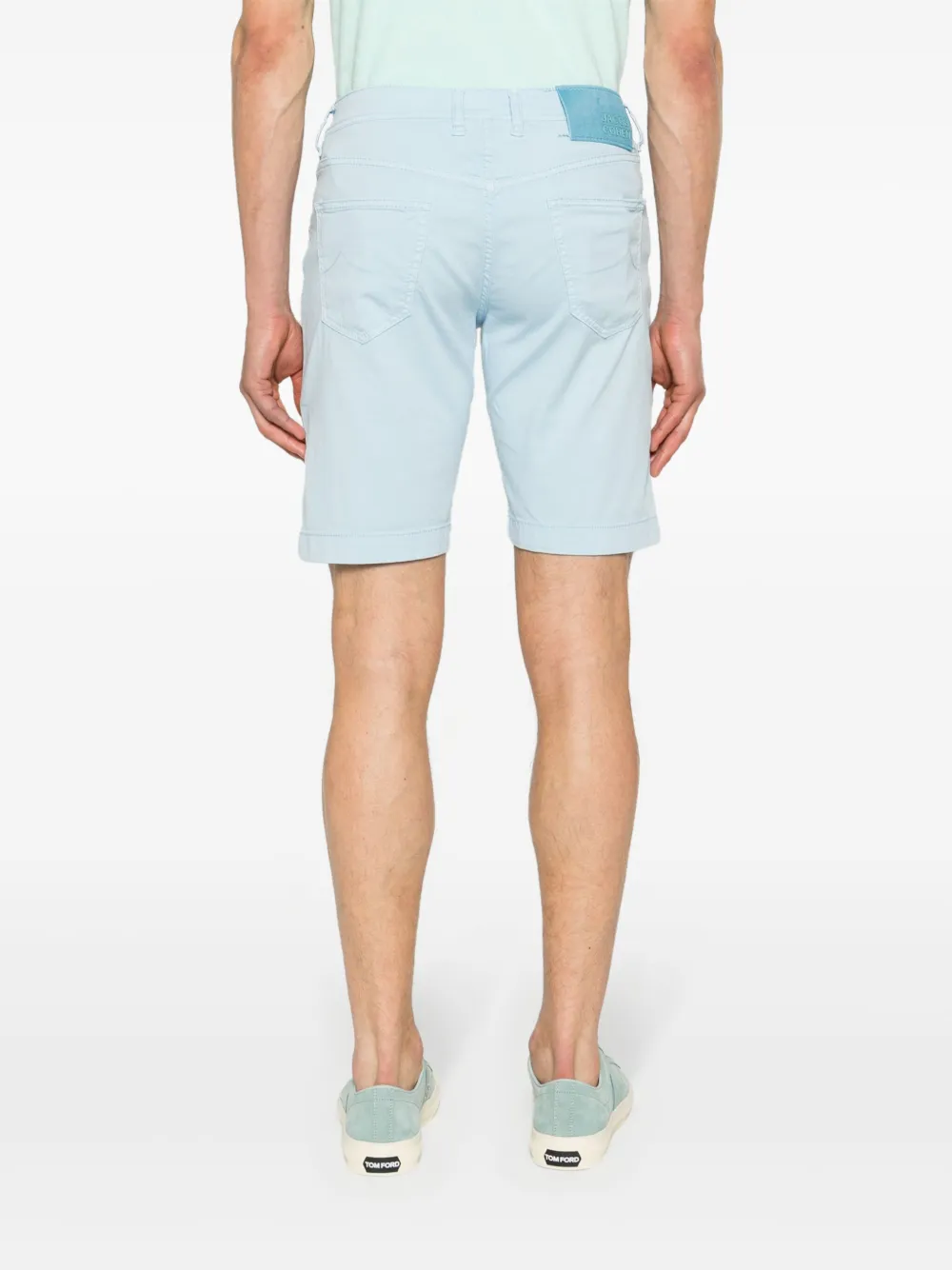 Shop Jacob Cohen Mid-rise Chino Shorts In Blue