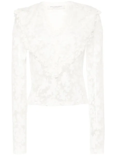 Philosophy Di Lorenzo Serafini floral-devoré semi-sheer blouse
