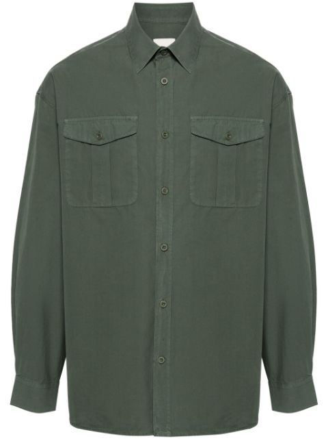 Emporio Armani logo-patch organic cotton shirt Men