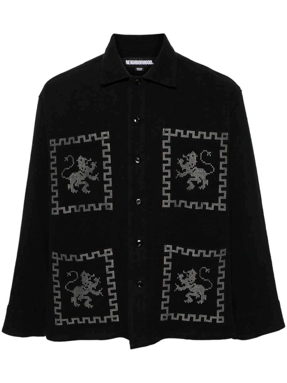 Shop Neighborhood Gt-embroidered Cotton-blend Shirt In Black