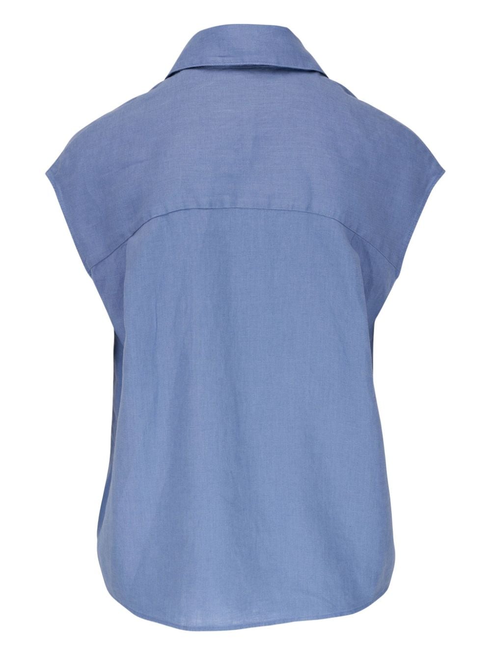 Shop Vince Sleeveless Linen Shirt In Blue