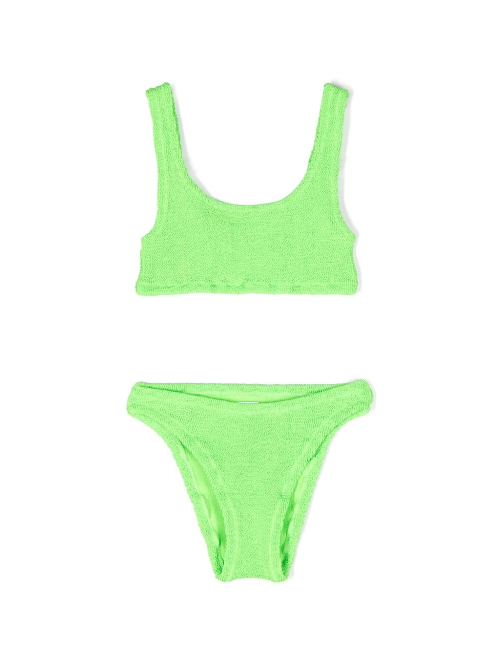 Mc2 Saint Barth Kids' Crinkled Bandeau Bikini In Green