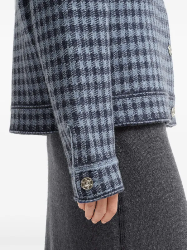 Barrie Gingham cashmere-blend Jacket | Blue | FARFETCH CA