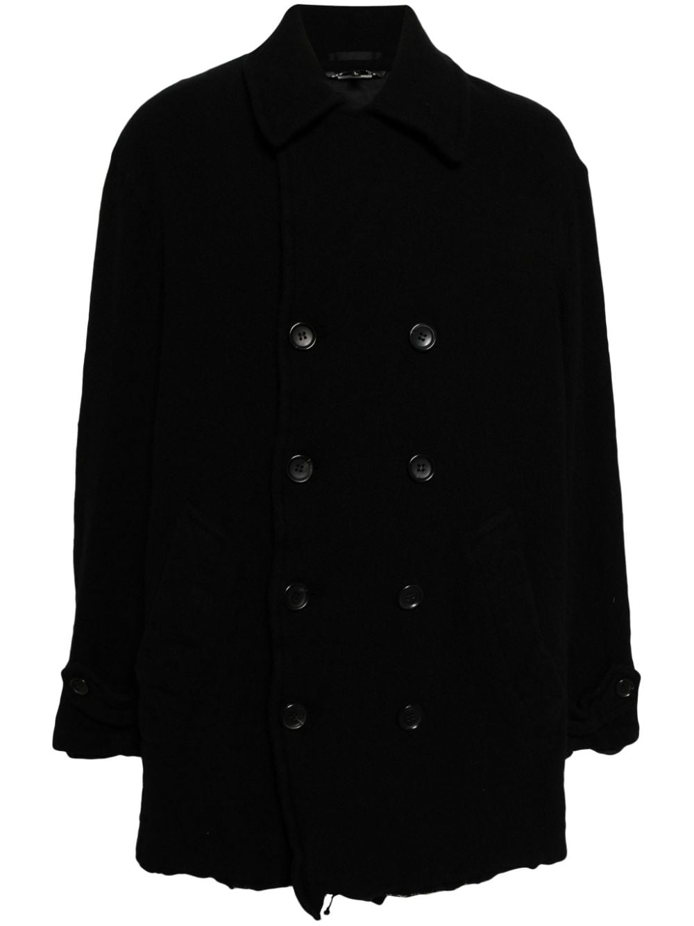Black Comme Des Garçons Double-breasted Coat In Black