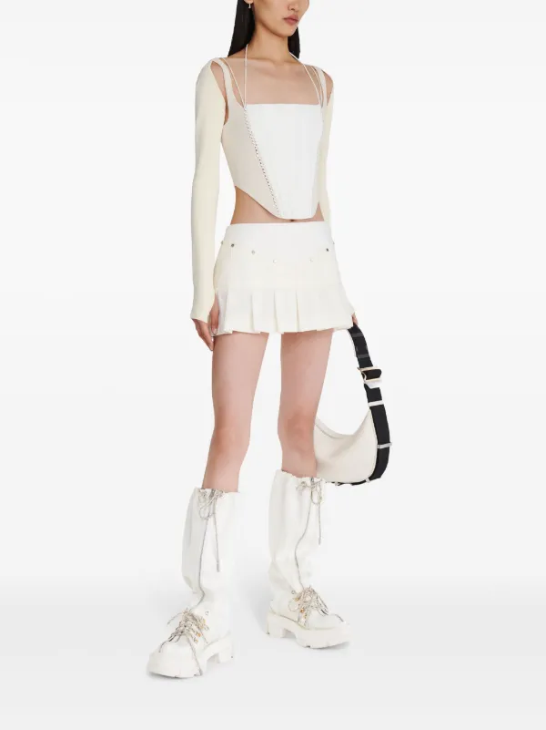 Dion Lee Wrench Pleated Mini Skirt | Neutrals | FARFETCH