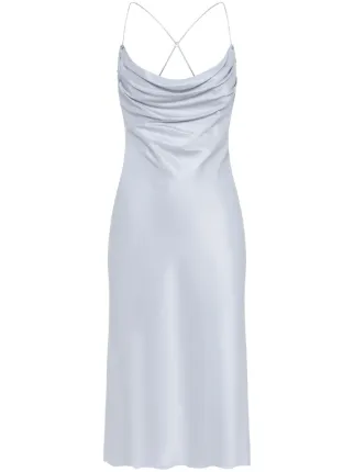 Dion Lee cowl-neck Satin Midi Dress | Grey