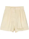 THE ANDAMANE pleated linen-blend shorts - Yellow