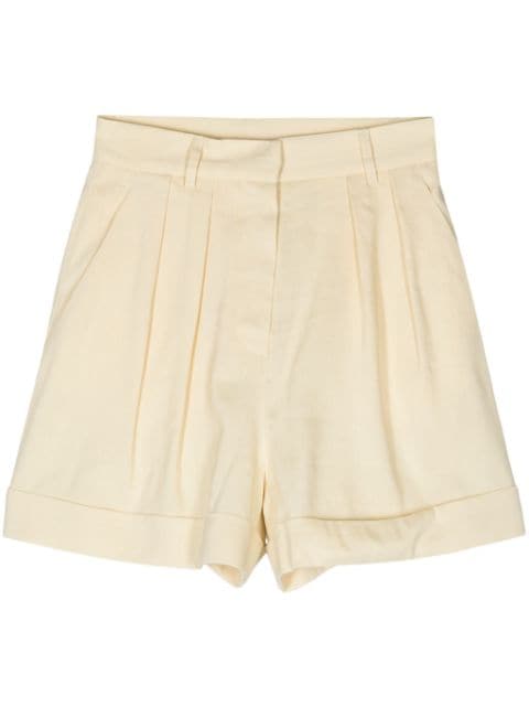 THE ANDAMANE pleated linen-blend shorts