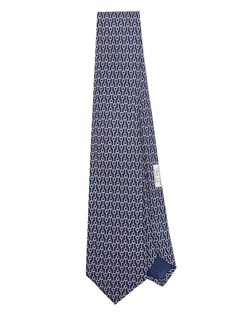 Pre-owned Hermes 2000s Geometric-pattern Silk Tie In Blue