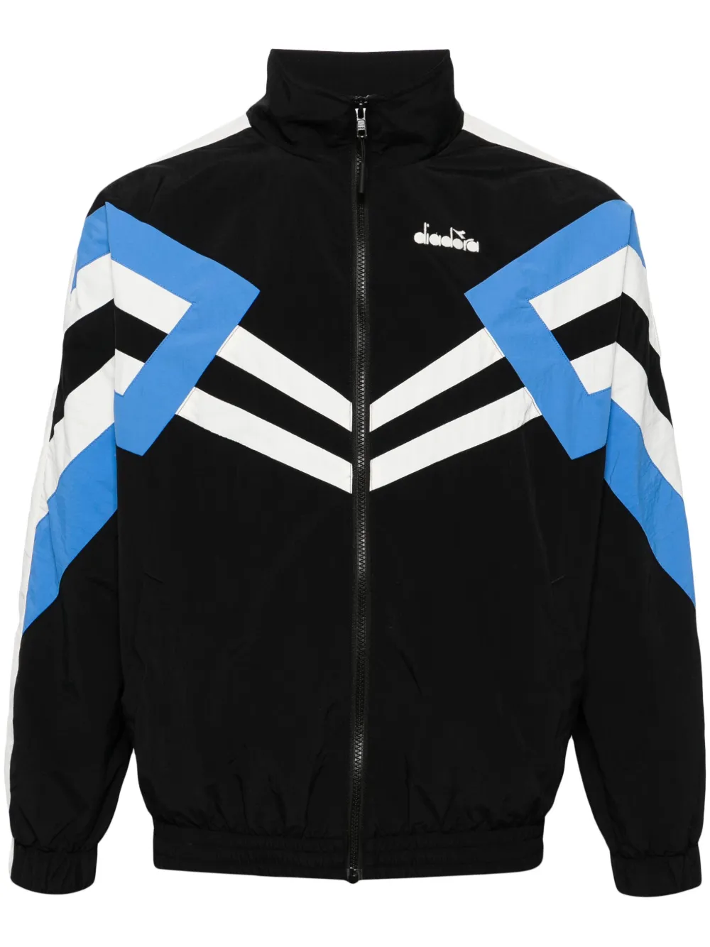 Shop Diadora Slogan-embroidered Track Jacket In Black