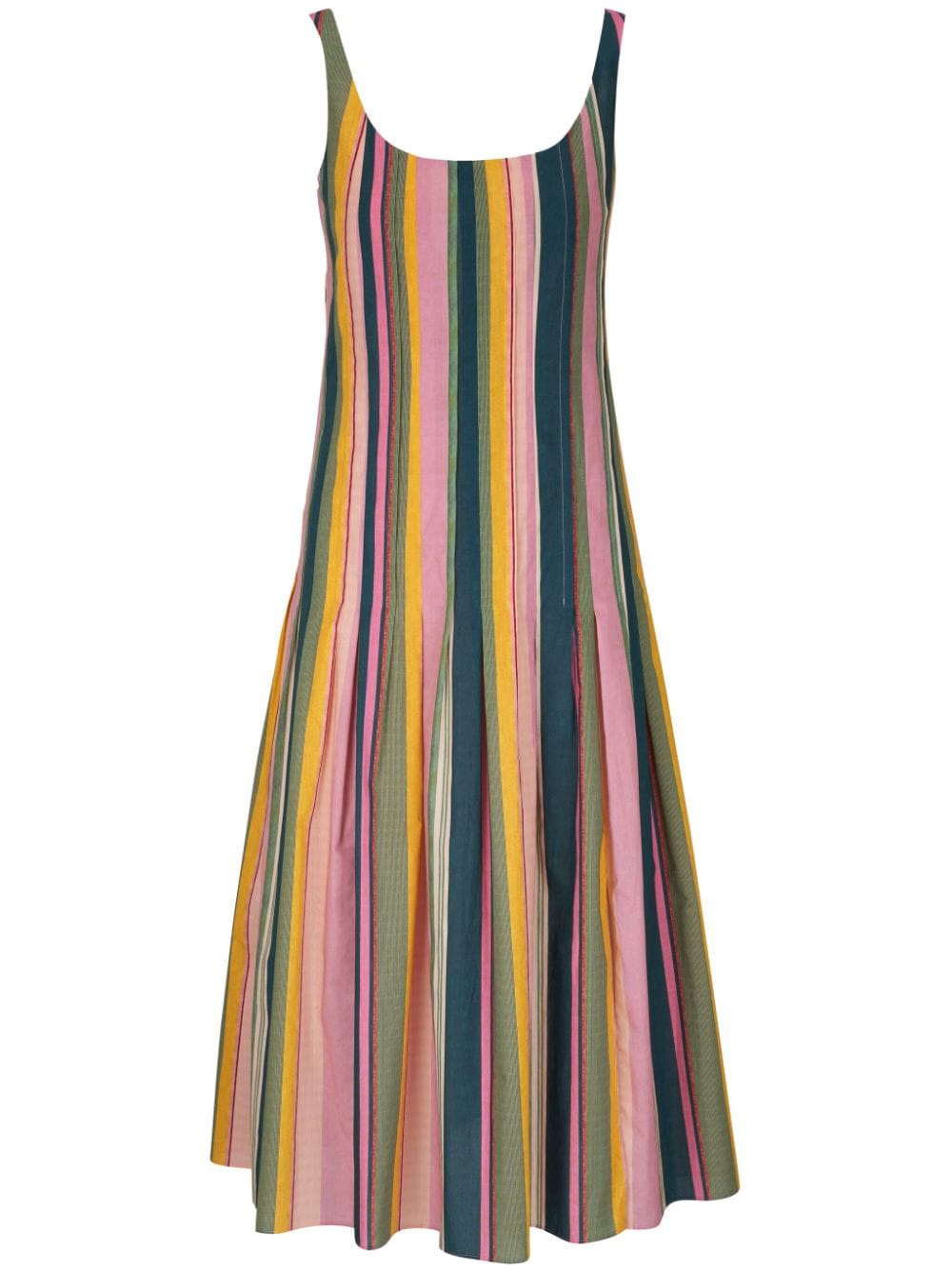 striped cotton midi dress
