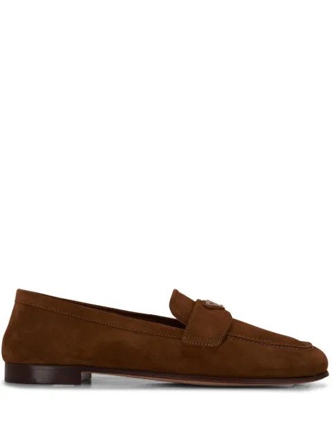 Prada triangle-logo suede loafers