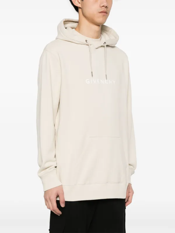 Givenchy logo print Cotton Hoodie Neutrals FARFETCH NZ