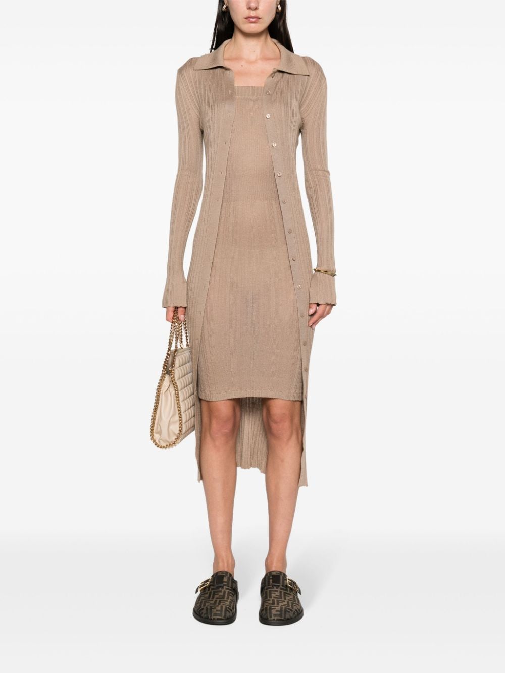 Shop Wild Cashmere Brooke Fine-ribbed Minidress In Neutrals