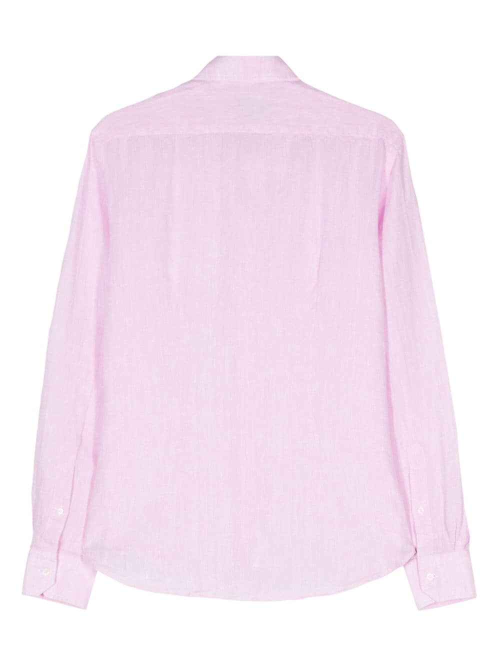 Shop Orian Long-sleeves Linen Shirt In Pink